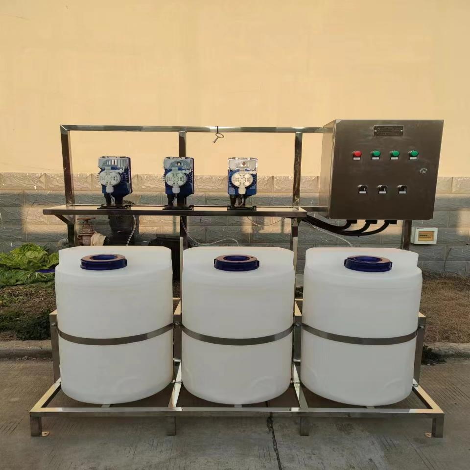 Penghambatan Skala Flokulasi dan Sterilisasi Tiga Pump Tiga Barel Perangkat Dosis Sistem Air Sirkulasi